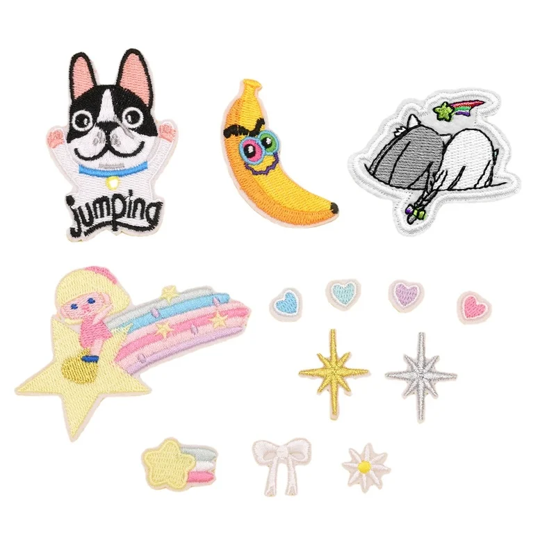 30pcs/Lot Stick-on Luxury Embroidery Patch Horse Dog Angel Love Rainbow Shirt Bag Clothing Decoration Accessory Craft Applique