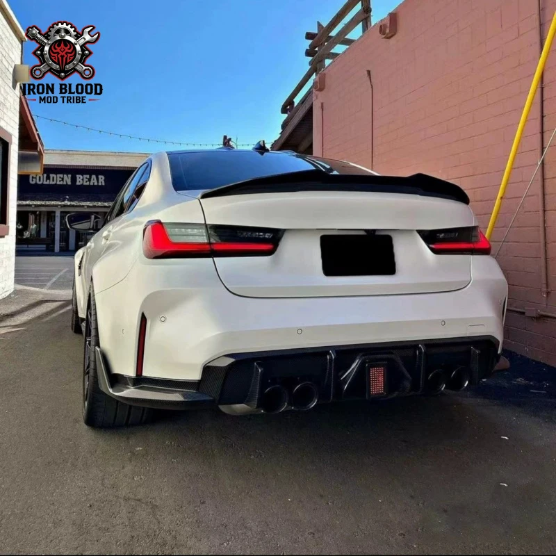 Suitable for 2020+ BMW M3M4 G8X modified upgraded LED with vertical s dry carbon fiber lip and rear corner panels