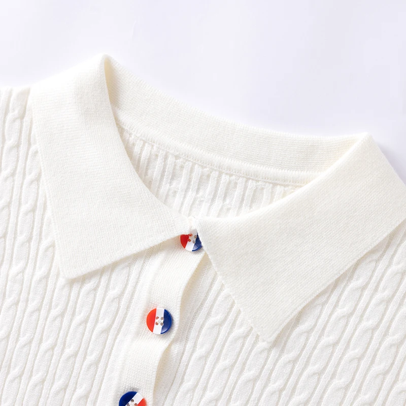 Classic Women Knitwear POLO Neck Cardigan Fashion Wool Sweater Long sleeves Twisted pattern style Warm Soft Tri color Basics Top