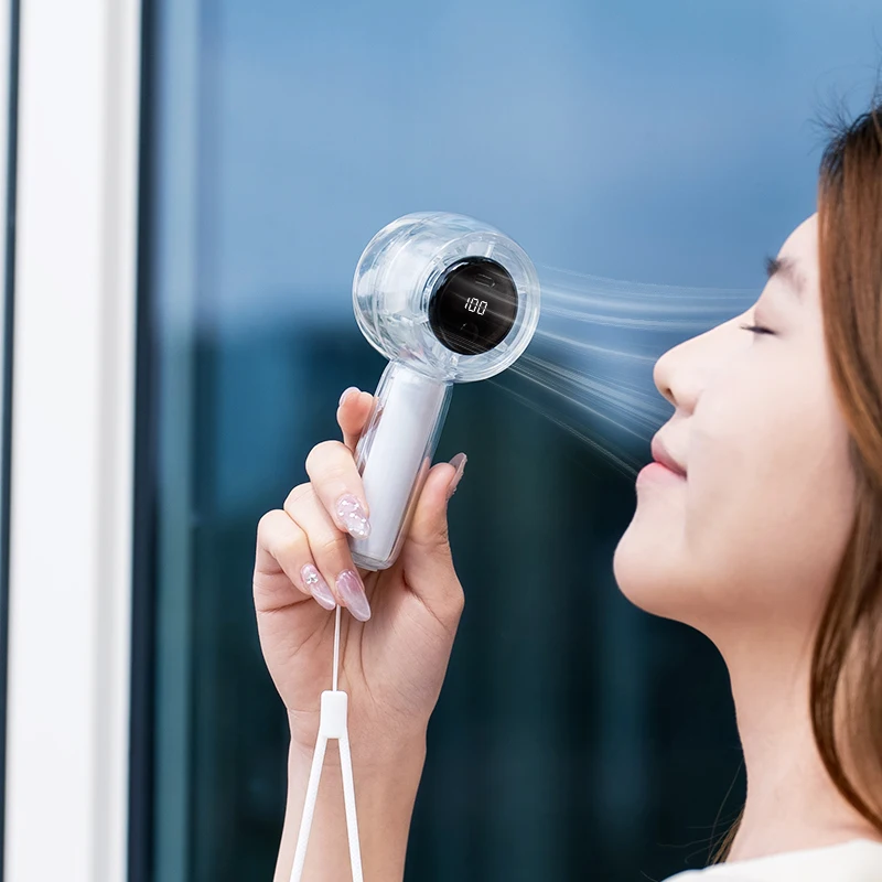 

Q5 Прозрачный мини-ручной вентилятор Сверхлегкий портативный вентилятор с бесщеточным двигателем 136 г