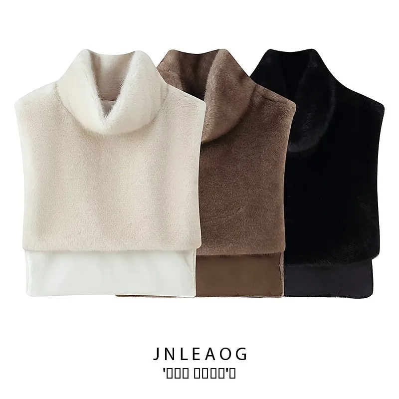JNLEAOG Autumn New Women's Faion Versatile High Collar Svel Faux Fur awl Wrap Commute Sle Regular Length Polyeste...