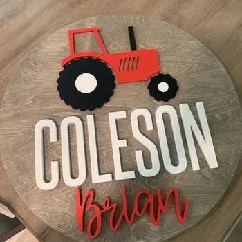 Custom Tractor Name Sign Wooden Baby Room Decor Custom Baby Shower Gift Nursery Wall Art Personalized Custom Wooden Baby Sign