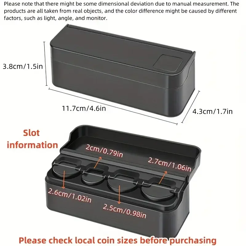 Coin Holder for Car Change Organizer Universal Storage Coin Money Dispenser Fit for Most Car Trucks Accessories 48-Capacity Coin