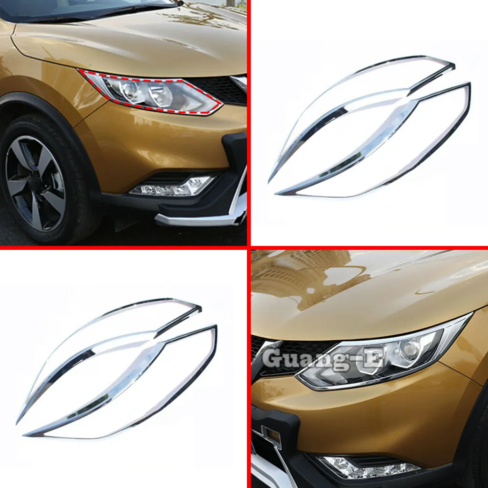 

Car Styling Front Head Light Lamp Hood Molding Detector Frame Stick ABS Chrome Trim 2PCs For Nissan Qashqai J11 2016 2017 2018