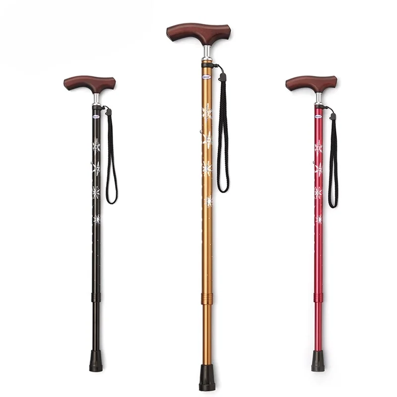 014 Highly retractable walking stick Outdoor   Lightweight non-slip elderly crutches