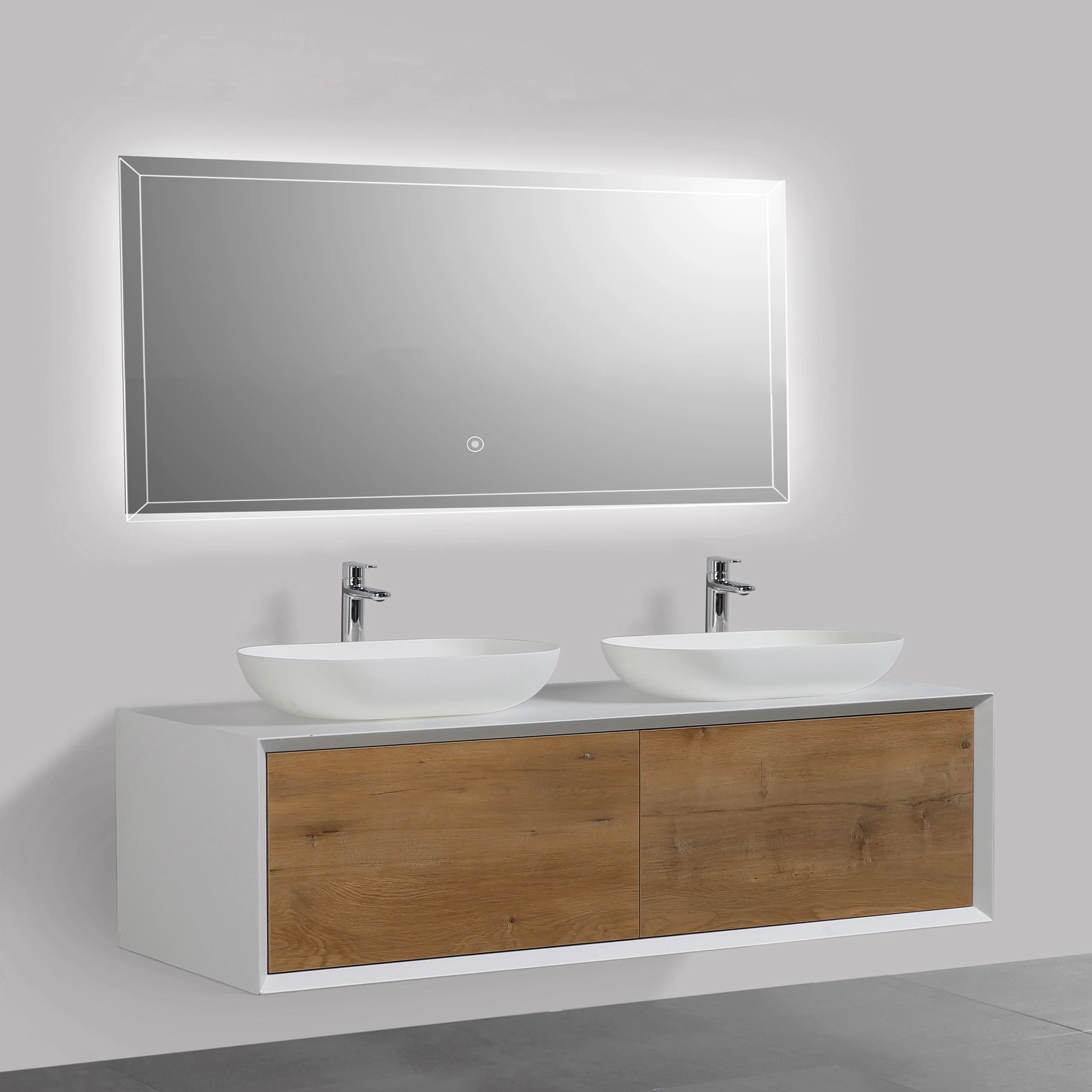 55 Inch Double Sink Floating Bathroom Cabinet Model