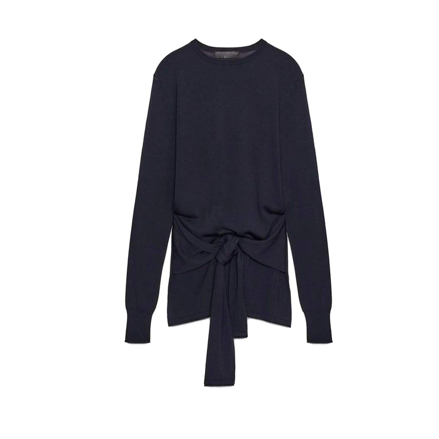 Nova Chegada de Outono: Blusa Fena de Malha Slim Fit com Gola Redonda, Manga Longa e Laço Decorativo – Estilo Britânico M...