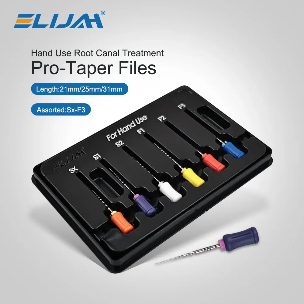 

ELIJAH 6 шт./кор. NITI файлы для корневых каналов 21 мм/25 мм/31 мм ручные супер ротационные файлы для корневых каналов, финишные эндодонтические инструменты