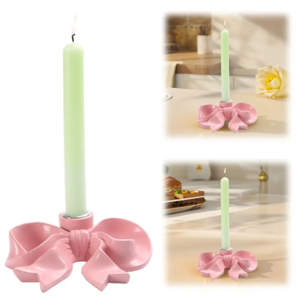 

INS Ceramic Bow Candle Holder Unique Pink Bowknot Shape Candlestick Creative Vintage Candle Stands Wedding Candlelight Dinner