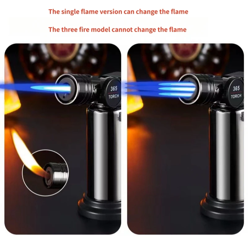 Metal Windproof Dual Flames Cigar Lighters Outdoor Camping Kitchen BBQ Welding Gun Butane Gas Lighter Smoking Accessories Gadget