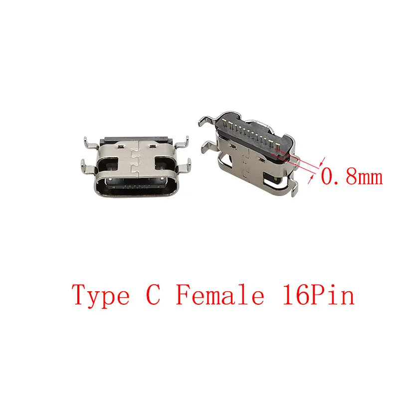 10Pcs USB Typ C Weibliche Jack Lade Port Stecker 2/6/16 Pin Stecker SMD PCB Löten DIY Reparatur USB Typ C Buchse Adapter – Detail 8
