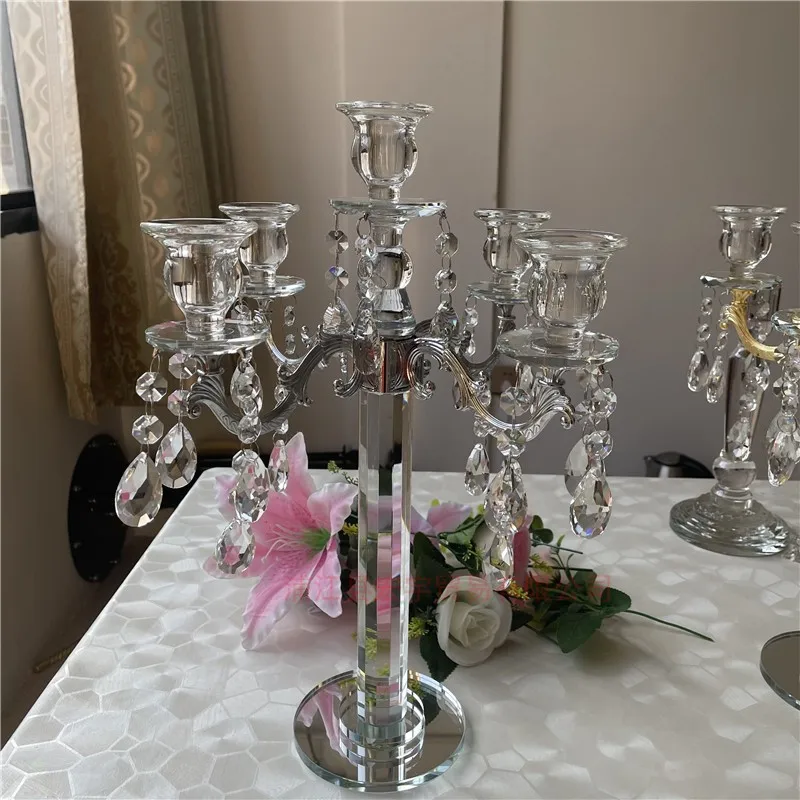 

Nordic Room Candle Holder Candelabro Vintage Aesthetic Home Candle Decor Candlestick Crystal Centro De Mesa Centerpieces ZT