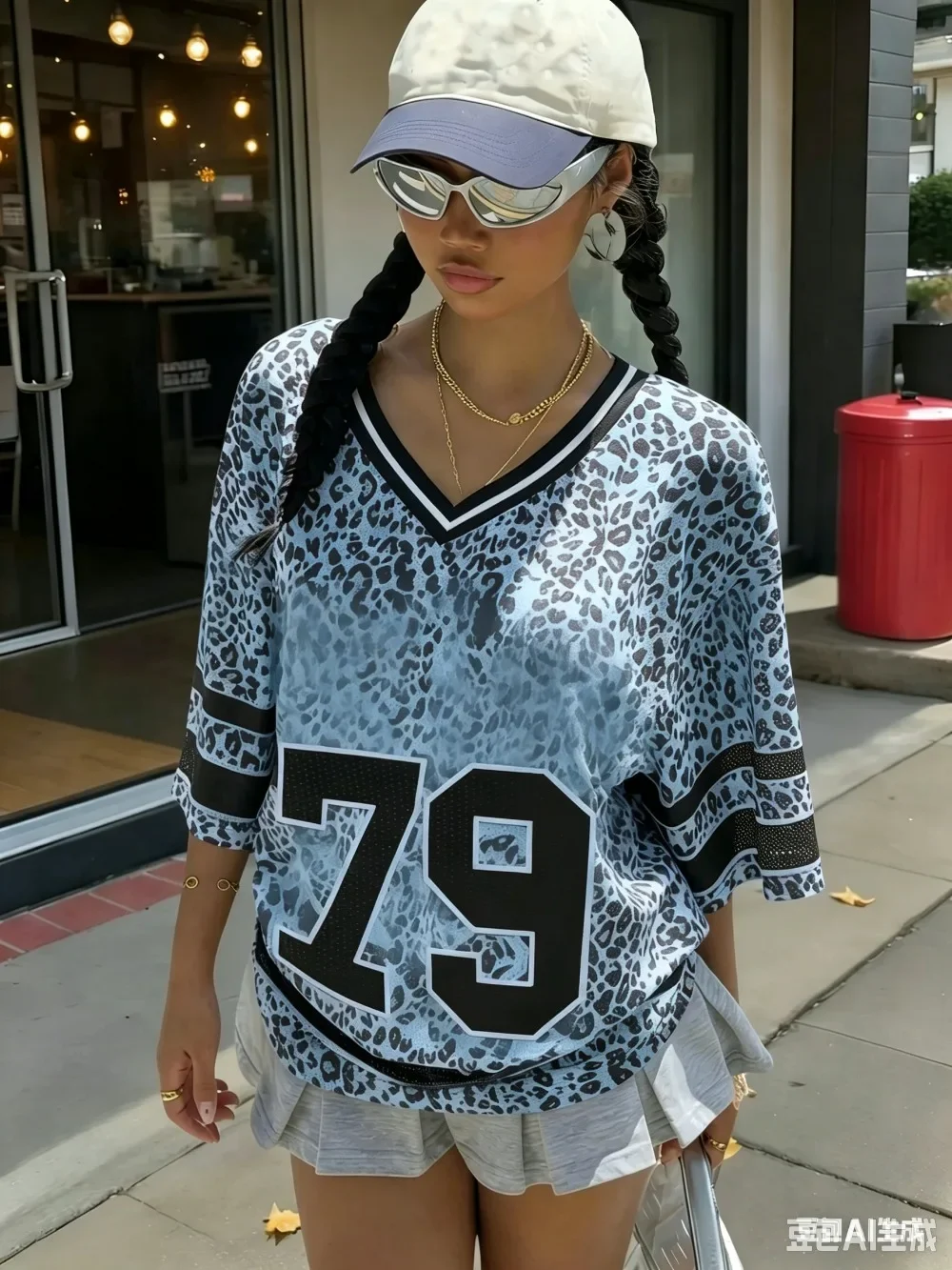 Sommermode Neues Design Modisches Leoparden-3D-Druck V-Ausschnitt Sport-T-Shirt für Männer und Frauen Atmungsaktiv Schnelltrocknend Y2K Familienkleidung – Detail 5