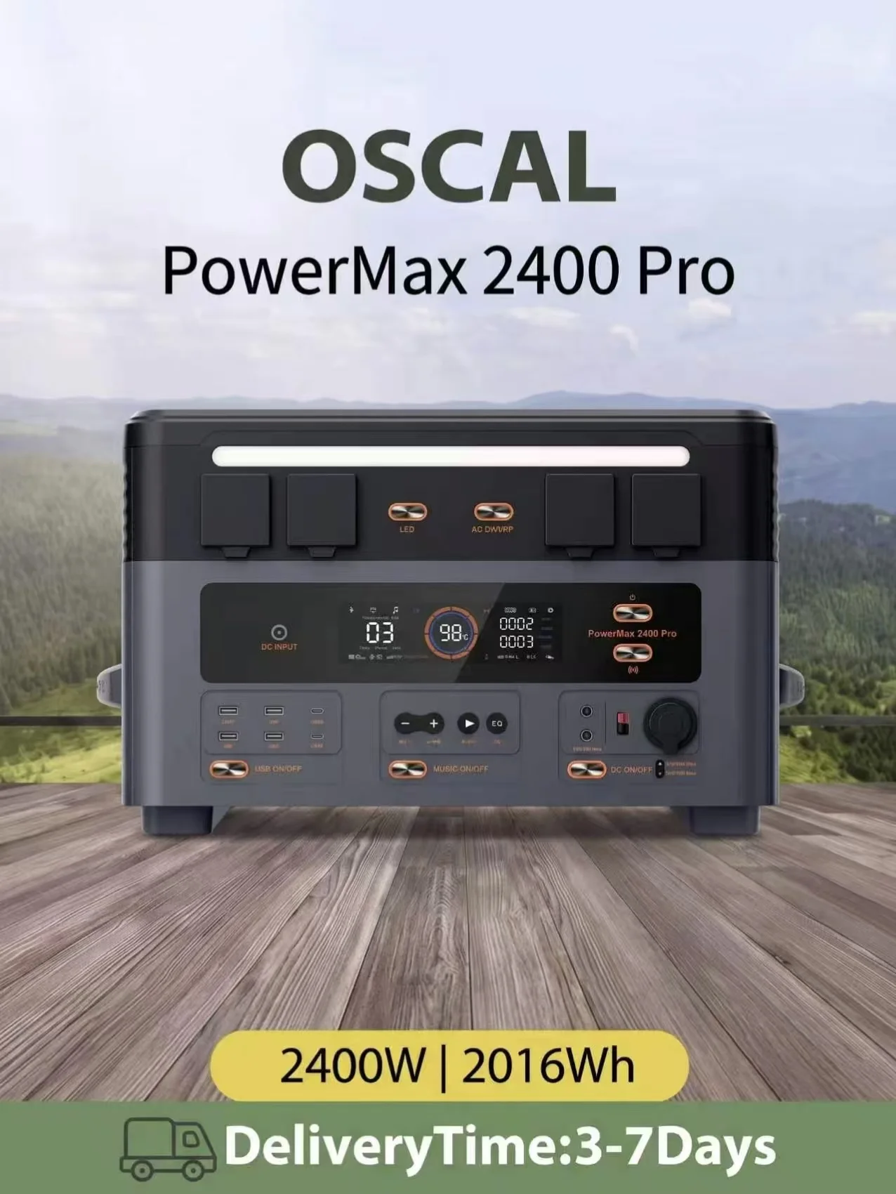 Estación de Energía Portátil OSCAL PowerMax 2400 Pro, Capacidad de 2016 Wh, Salida Nominal de 2400 W / Salida de Pico… — oferta en AliExpress