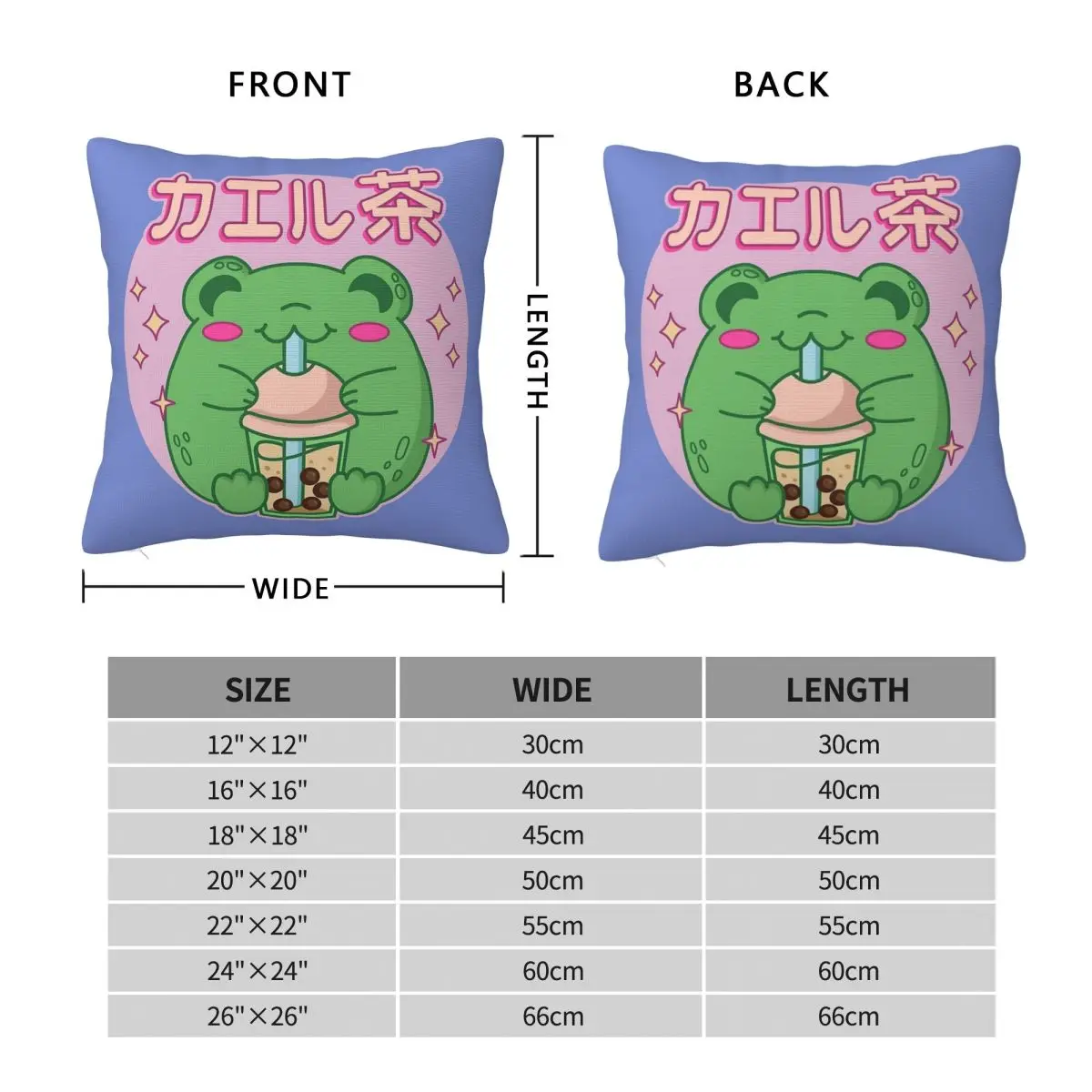 Kawaii Frog Drinking Bubble Tea Square Pillowcase Polyester Linen Velvet Pattern Decorative Throw Pillow Case Home Cushion Cover