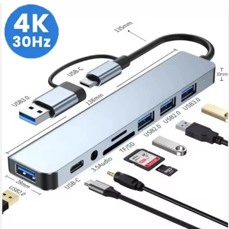 USB C Hub Type C 3.0 Adapter to 4K HDMI SD TF Card PD Fast Charge Splitter Docking Station Hub for Phone MacBook Computer