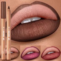 Nude Brown Lipliner Pen Wooden Matte Lip Liner Waterproof Lipstick Pencil Easy To Wear Non-stick Cup Lip Contouring Pen Cosmetic