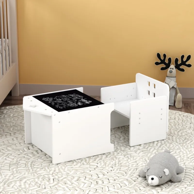 طاولة تخزين حديثة للأطفال باللون الأبيض مع درج طاولة أنشطة متعددة الوظائف للأطفال لأثاث غرفة اللعب وغرفة النوم #4