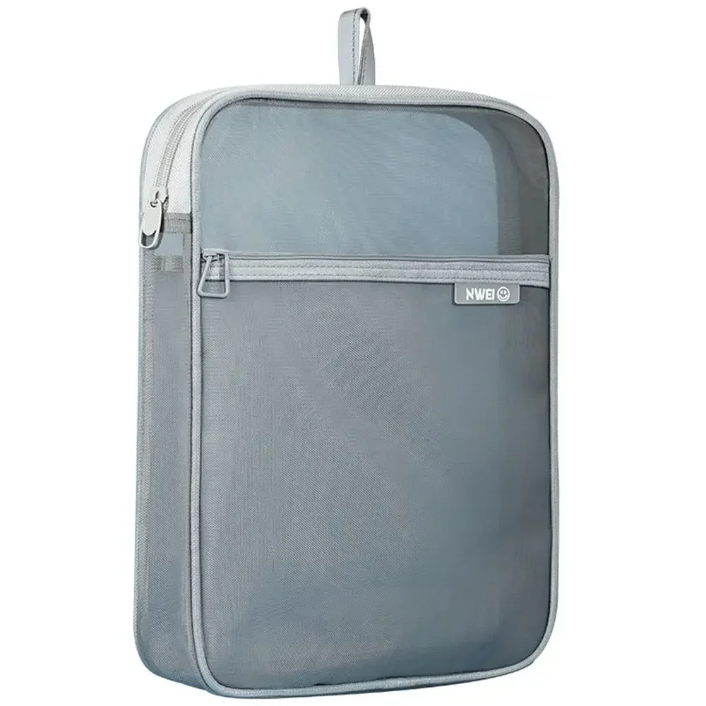 Transparent Mesh Zipper Pouch File Bag Nylon Mesh Multifunctional Document Bag Portable Hand File Storage Bags School Supplies