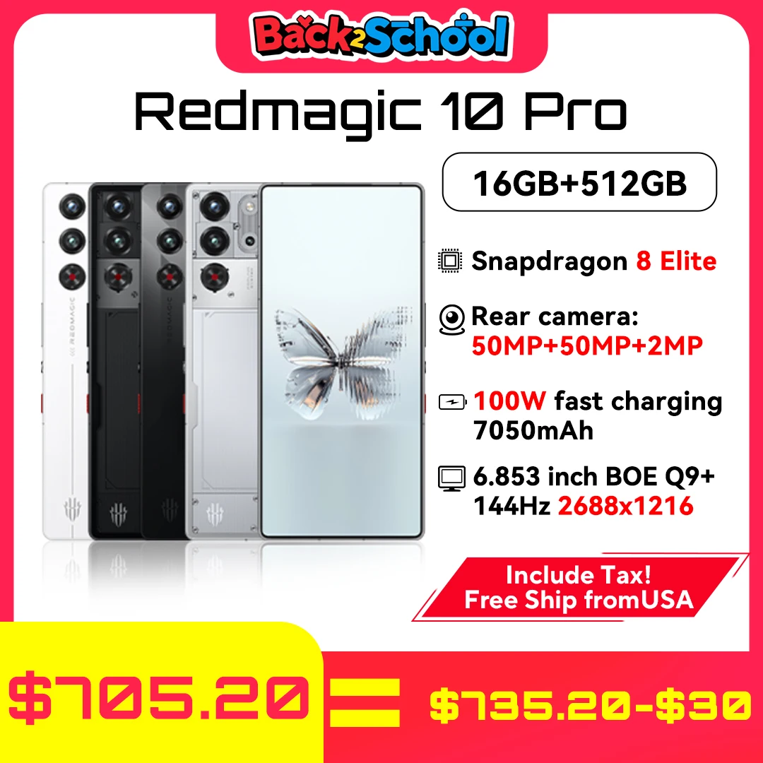 No Tax ship from USA Global Version RedMagic 10 Pro 5G Gaming Mobile Phone 6.853