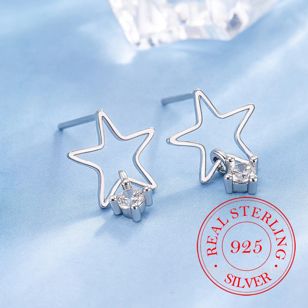 Korean 925 Sterling Silver Simple Cute Little Star Stud Earrings for Women Girls S925 Wedding Party Jewelry Gift Aretes De Mujer