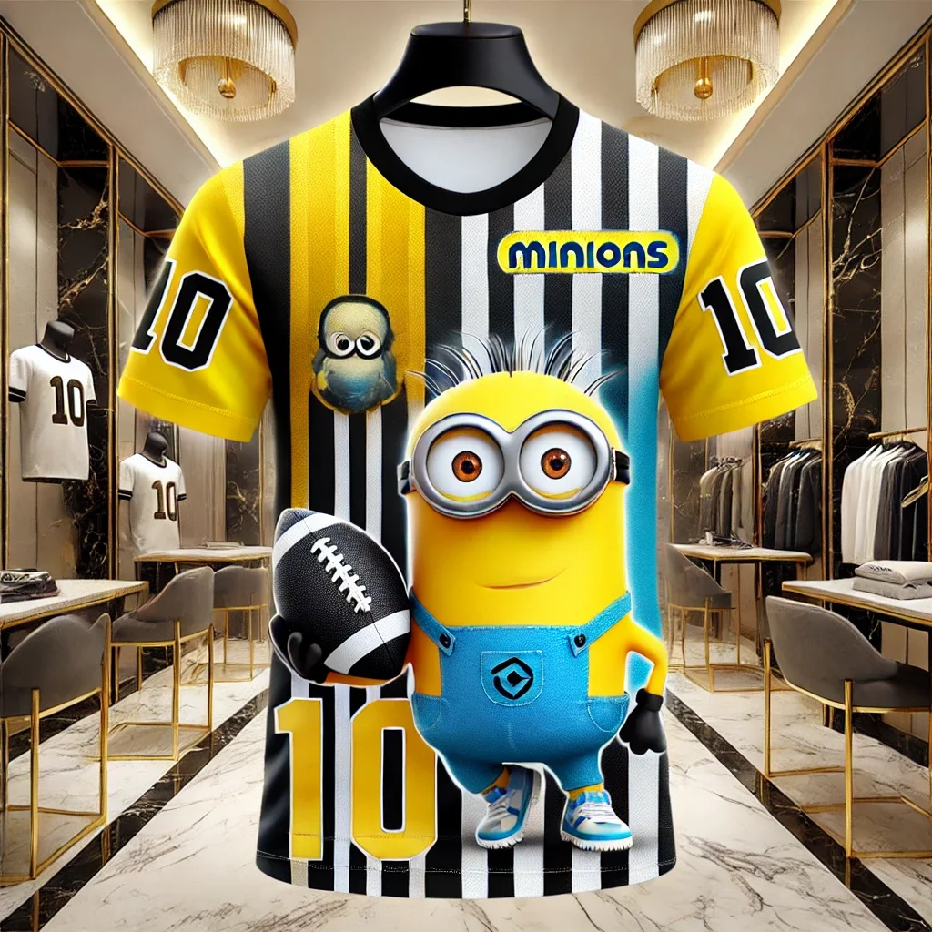 Minion No.10 Football Jersey MINISO High-end Men's And Women's Short Sleeved T-shirt Quick Drying Breathable Oversized Top