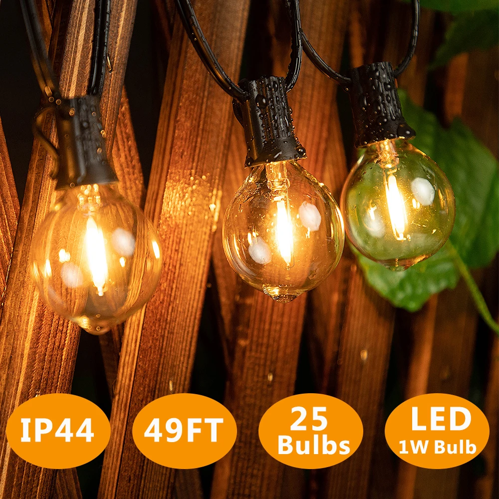 LED G40 Globe String Lights Waterproof Outdoor Garden Garland String Lights Fairy Connectable LED Chain Lighting Birthday Decora