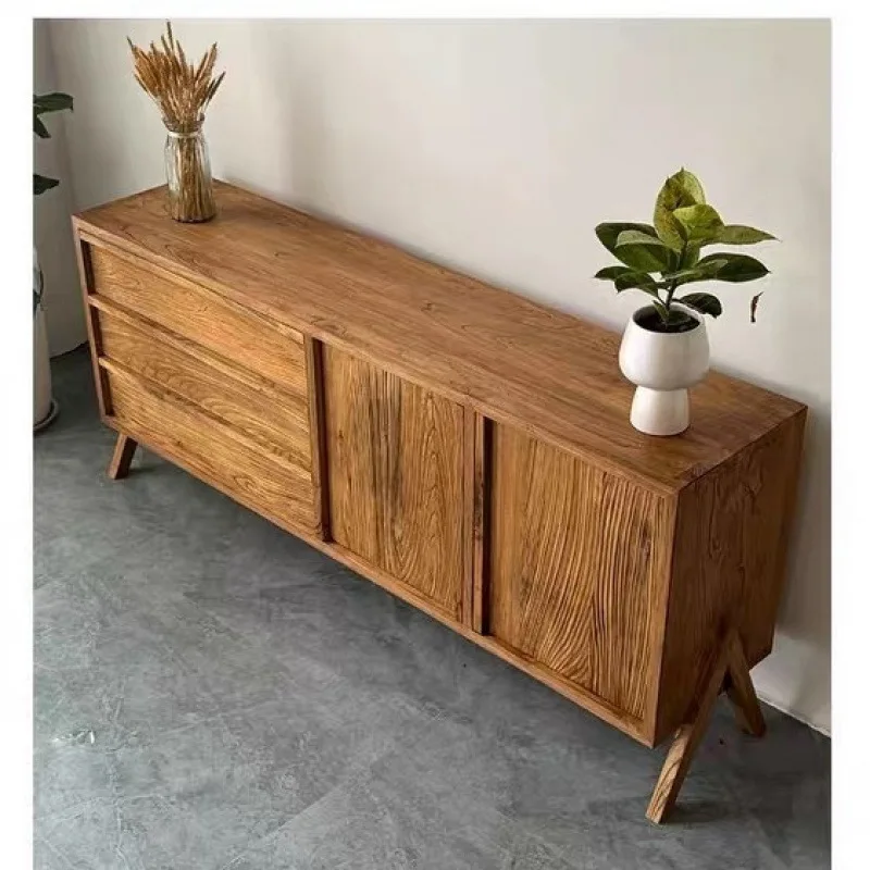 Wabi Sandy wind solid wood, retro side cabinet old wood weathering, villa storage, locker