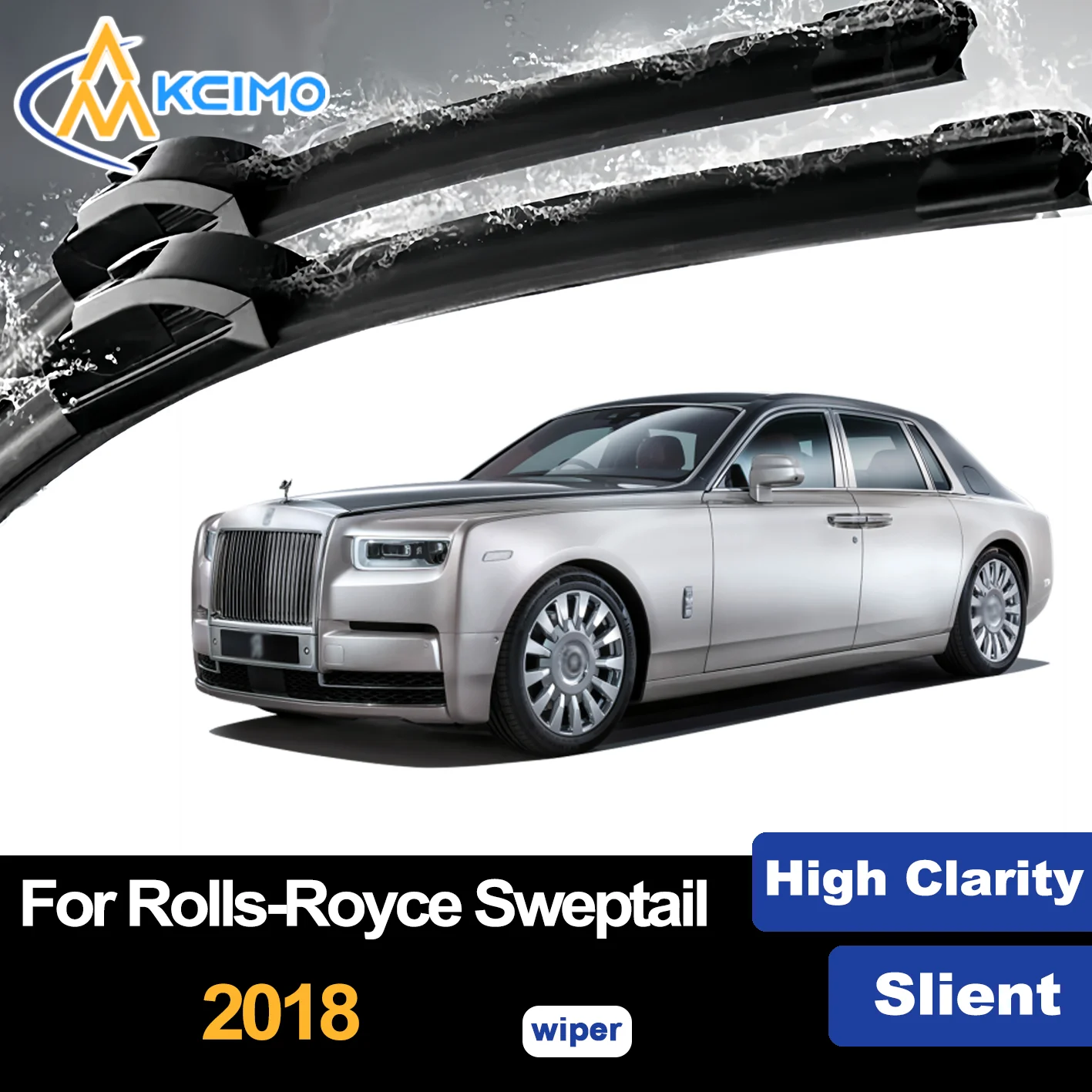 

Front Wiper Blades for Rolls-Royce Sweptail 2018 Premium Black Durable Slient Car Windscreen Windshield Window Wiper Accessories