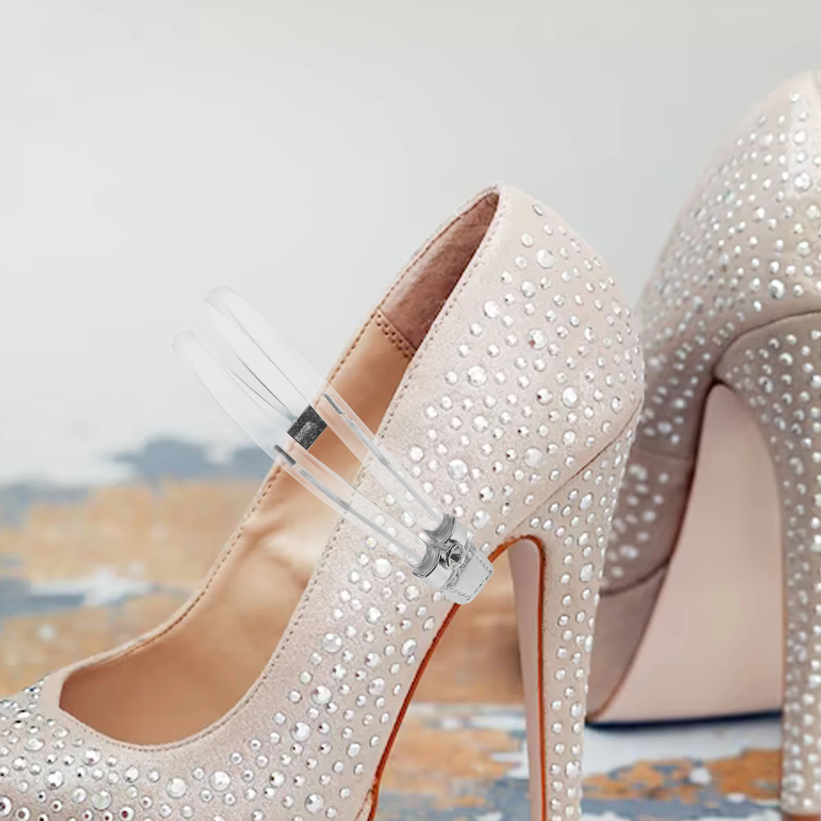 

Anti-drop Shoelaces for Heels High Pu Anti-loose Straps Detachable Silver Transparent Reusable Women Shoe Accessories