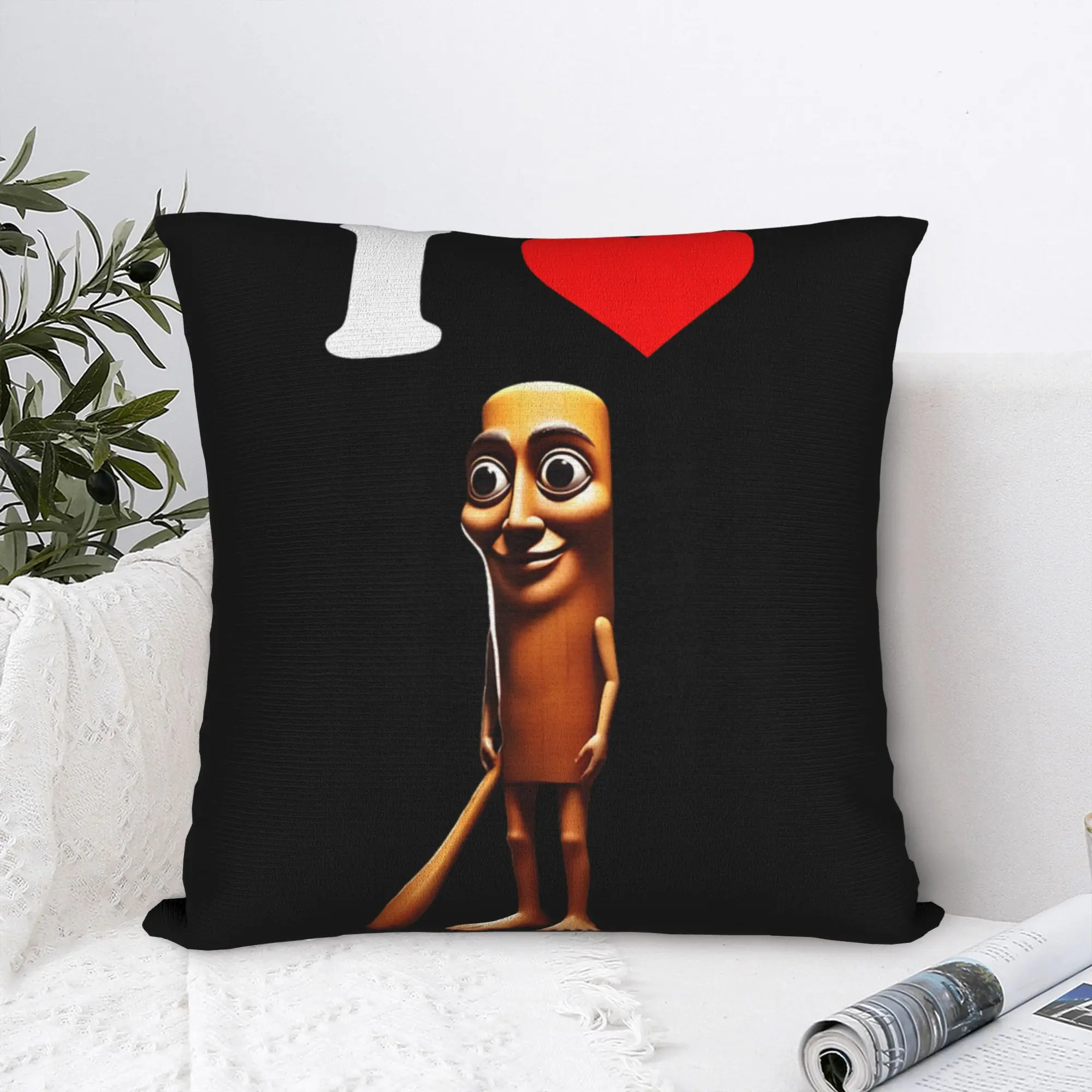 I Love Tung Tung Tung Sahur Funny Italian Brainrot Meme Pillow Case  Comfy Pillow Cover Funny Pillowcases For Sofa Home Decor