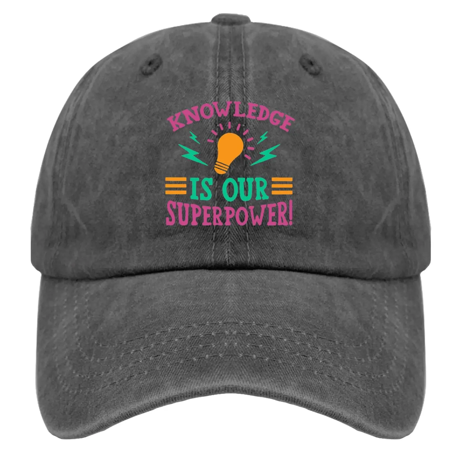 Knowledge is Our Superpower Baseball Cap Running Hats for Women Men Washed Cotton Fashion Cap Unisex Adjustable Streetwear