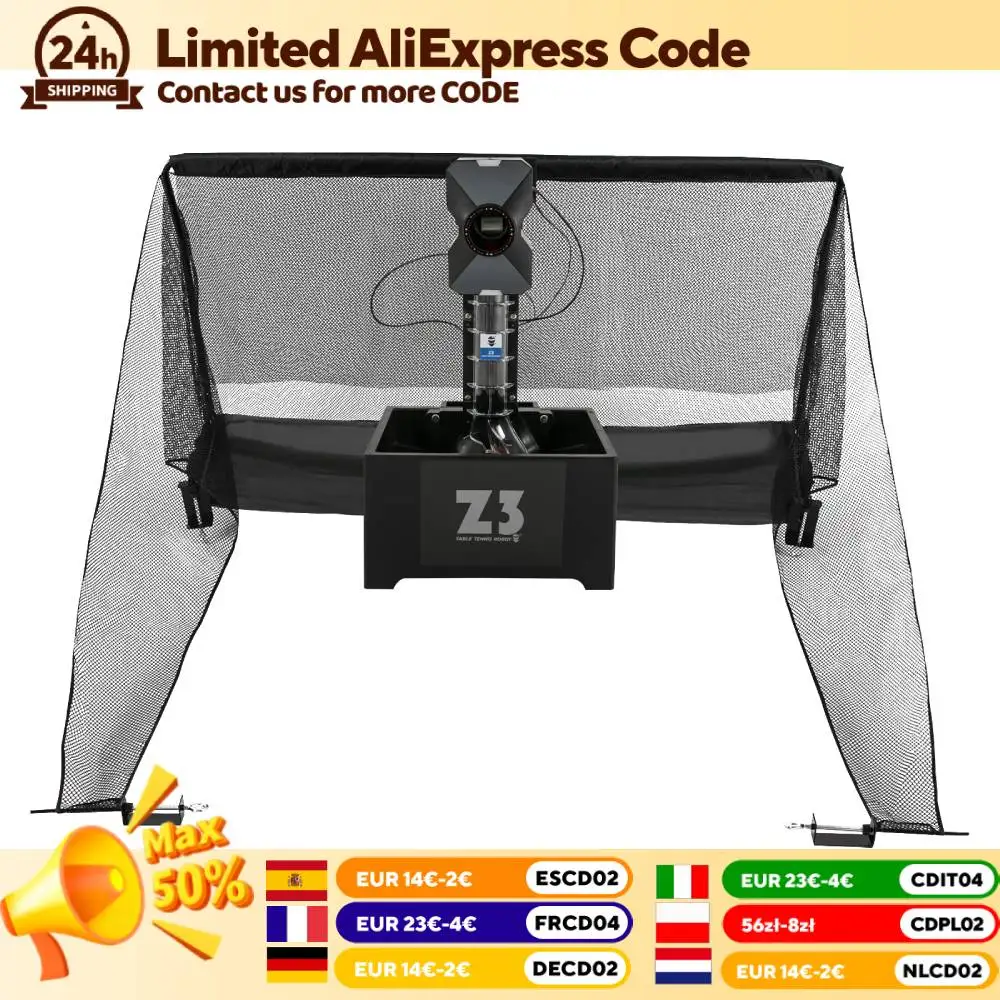 Robot da ping pong professionale Z3 con alimentatore automatico telecomandato Palline rotanti casuali per l'allenamento