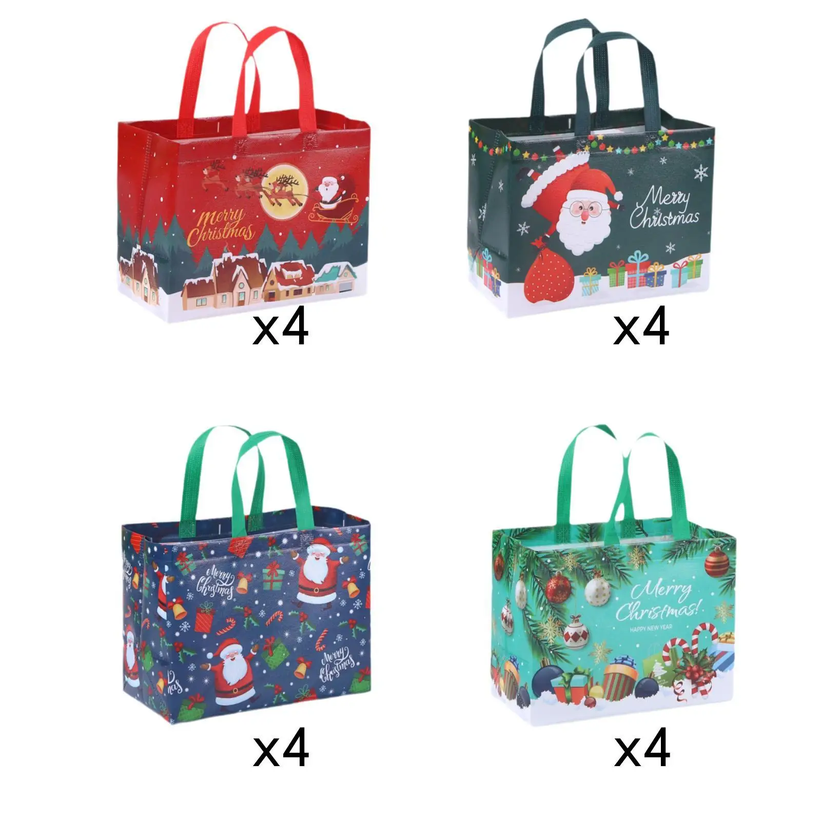 4 Pieces Christmas Gift Bags Storage Party Supplies Multipurpose Tote Bags