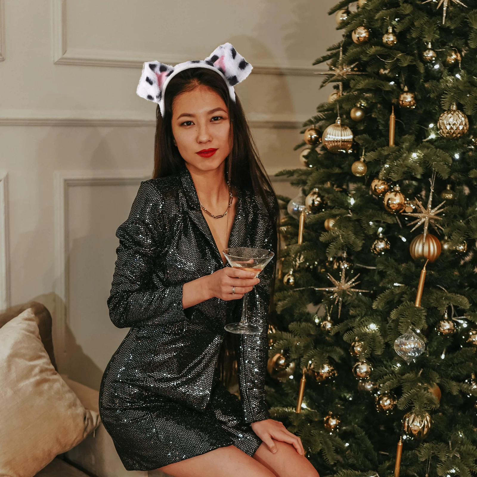 

Dalmatian Dog Ears Headband Puppy Spot Ears Band Cosplay Costume Accessories Child Party Favors Stage Props Hair Tools