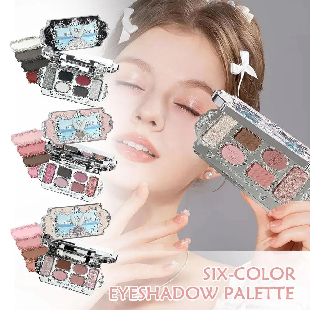 Flower Knows Swan Ballet 6-Farben-Lidschattenpalette Matt Schimmer Perlglanz Glitzer Wasserfest Hochpigmentiert Langanhaltendes Make-up