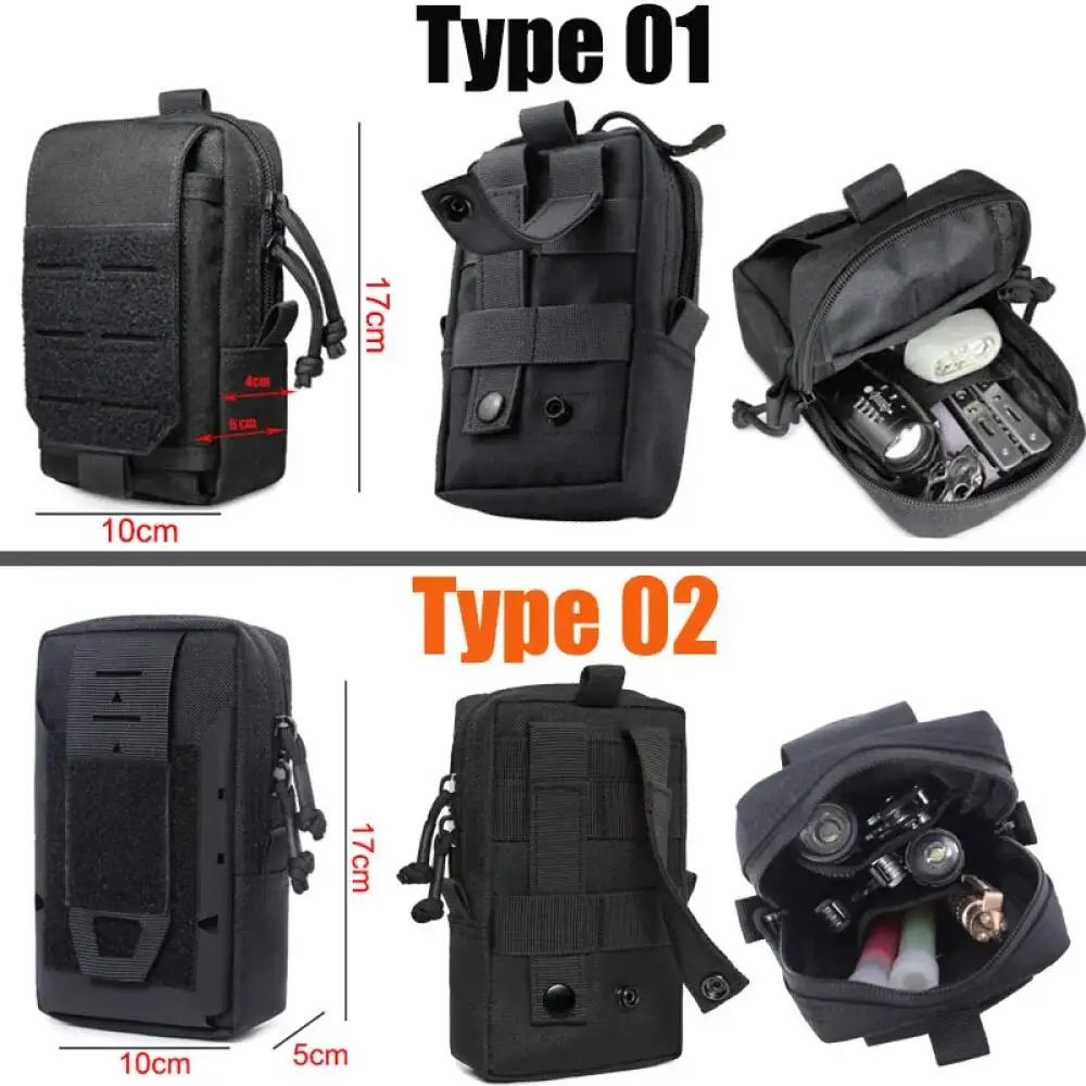 Tactical Pouch Phones Waist Bags 1000D Molle Bag for Hiking Camping Cycling Men Women Flashlights Outdoor Tools Storage Holders