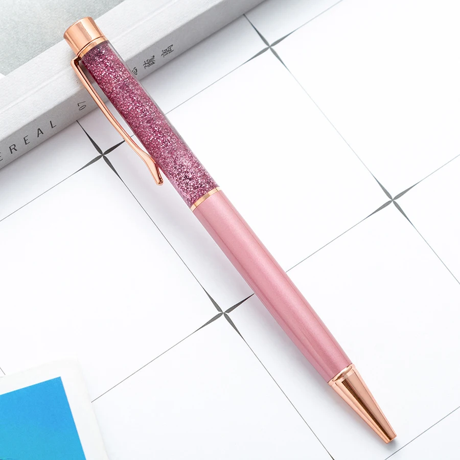 Bunt in das Öl Goldpulver Treibsand-Kugelschreiber, luxuriöser Metallstab, rotierender 1,0-mm-Kugelschreiber für Schule und Büro – Detail 14