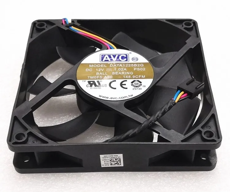 DATA1225B2G PS02  New For AVC 12025 120mm Fan Double Ball 4-Wire 12V 1.02A 4300RPM 148.9CFM cooling fan