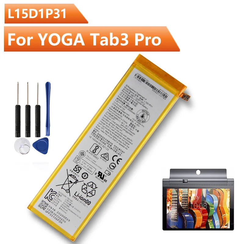 Batterie de remplacement pour tablette Lenovo YOGA Tab3 Pro X5-Z8550 X5-Z8500, Rechargeable, 4000mAh