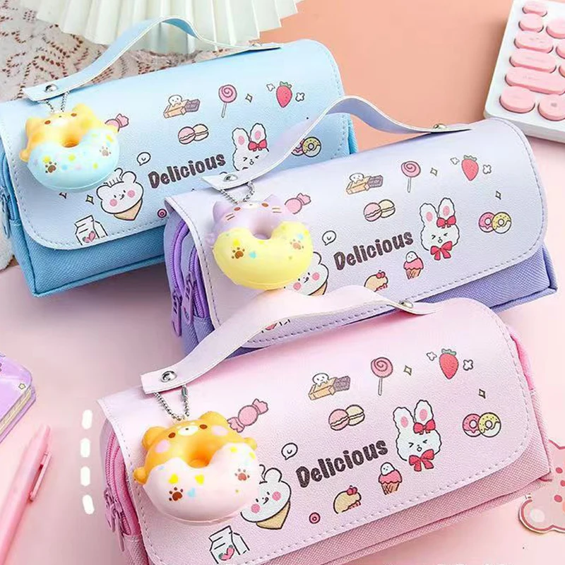 

High-capacity Kawaii Pencil Case Creative Decompression Pen Pouch Cute Waterproof Stationery Organizer Box School Supplies