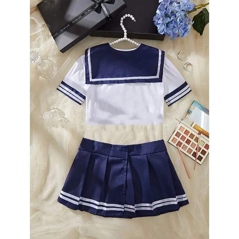 Japanese School Uniform Erotic Cosplay Lingerie Set Tops with Mini Skirt and Tie Set Role Play Sexy Costume image 6