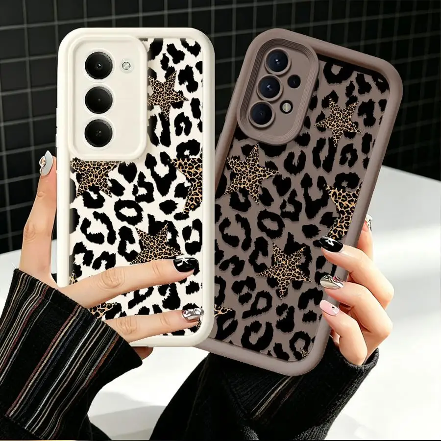 Five Star Leopard Print Phone Cover Case for Samsung Galaxy A13 A30 A12 A07 A05A73 A11 A21s A06 A36 A16 A25 A50 A52 A14 A22 A15