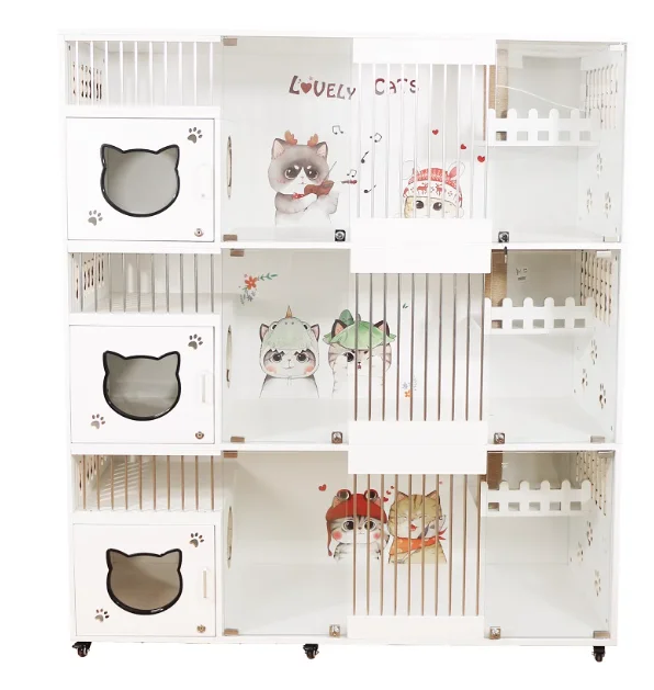 

Cat Villa Solid Wood Cat Cabinet Customized Cat Nest Constant Temperature Cat Cage Three-layer Pet Store Display Cabinet