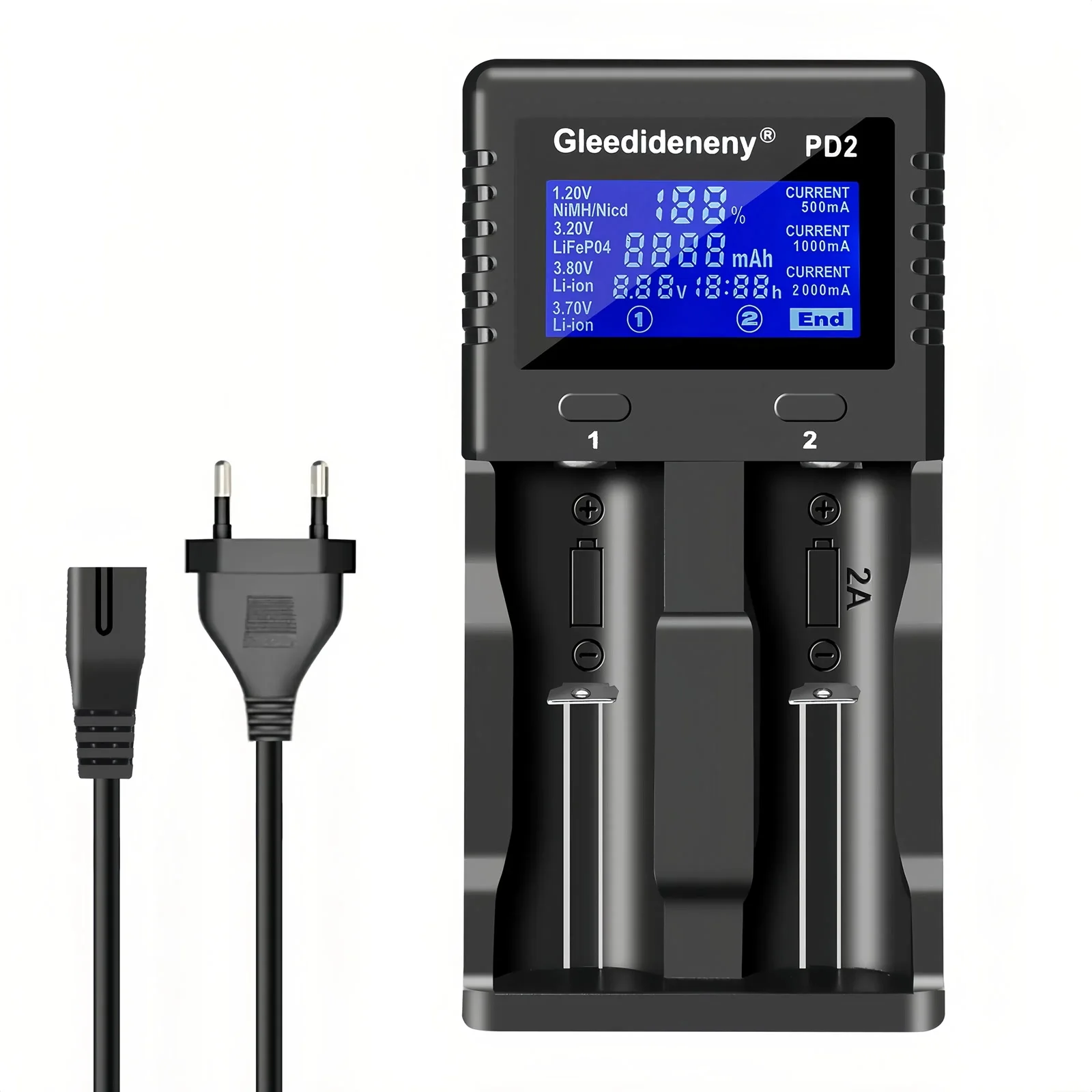 Caricabatteria 18650, caricabatteria universale per ricaricabile 3,7 V 3,8 V 3,2 V 26650 20700 18350 16340(RCR123) 14500, 1,2 V AA AAA