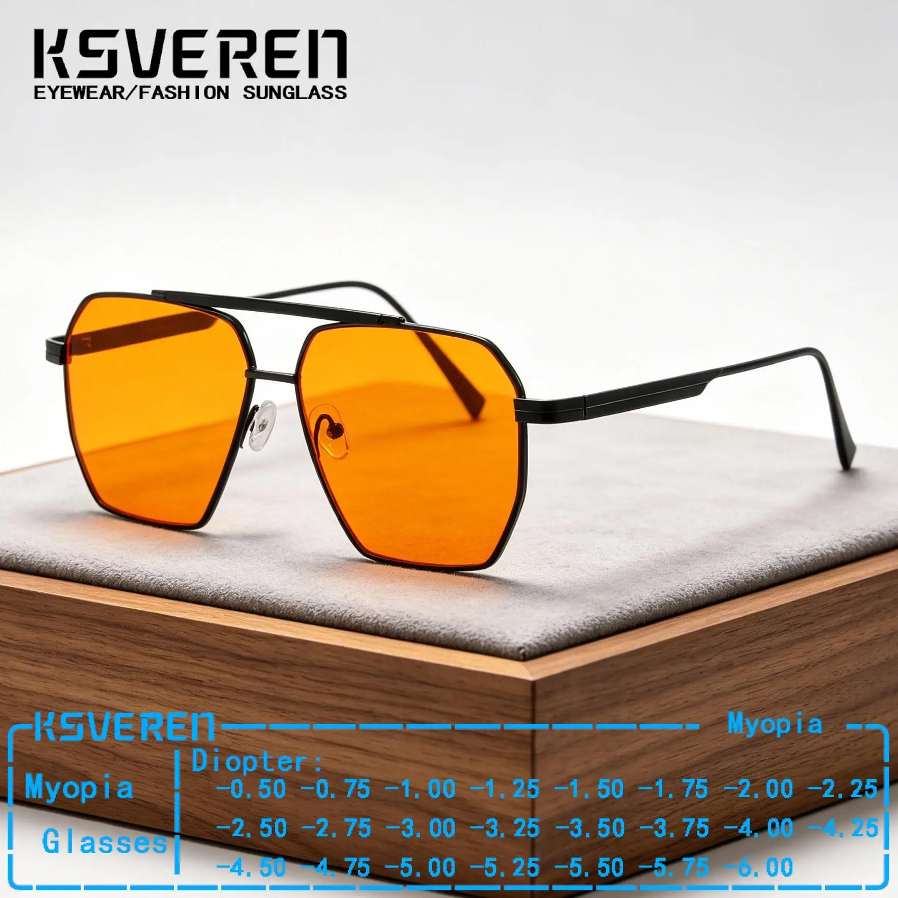 

Large Frame Square Metal Myopia Sunglasses Men Women Outdoor Prescription Shade Driving Nearsighted Eyewear Negative Diopter