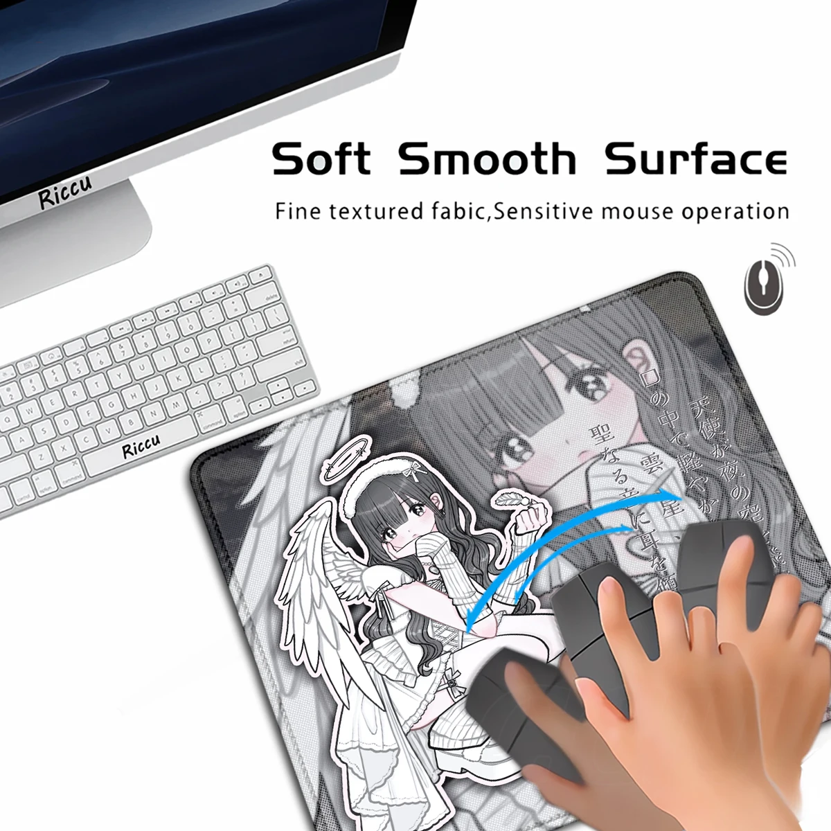 パーソナライズされた Y2K イラスト ガール スモール マウスパッド HD アート エンジェル クリエイティブ デコレーション デスクマット PC キーボード E スポーツ ガールズ マウスパッド