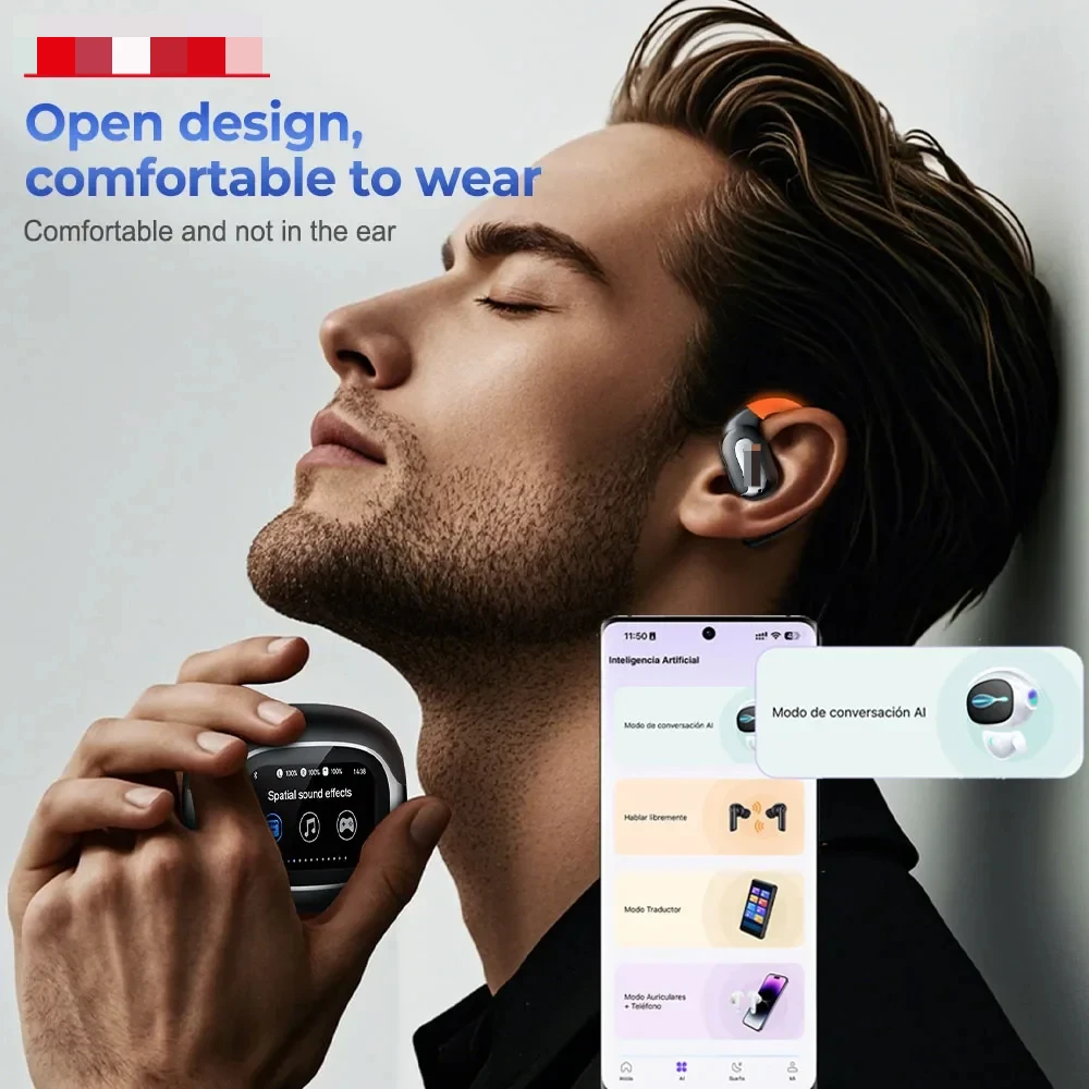 ERAZER XF32 سماعات بلوتوث V5.4 سماعات أذن مترجم AI سماعات أذن قوية للأذن OWS سماعات رأس لاسلكية رياضية خطافات ميكروفون مفتوح الأذن #4