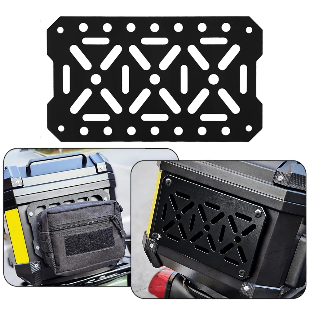 

Modular Motorcycle Top Case Tactical Trunk Storage Organizer Aluminum Alloy Molle Panel Quick-Install Storage Box