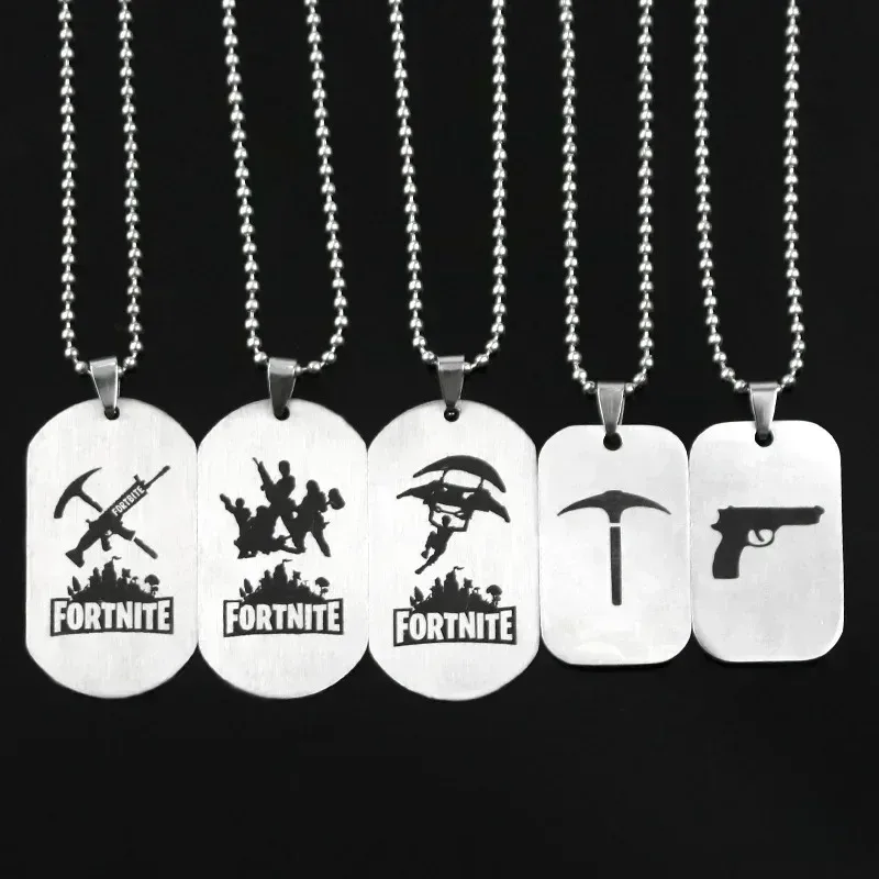 Game Fortnite Anime Necklace Stainless Steel Hang Tag Necklace Metal Crafts Fashion Pendant Accessories Dropshipping